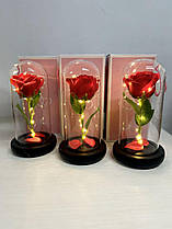 Троянда в скляній колбі, подарунок для дівчини, красива троянда з LED підсвічуванням, світильник троянда в колбі