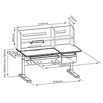Комплект для школяра парта-трансформер з надбудовою Fundesk Fiore II Blue + крісло FunDesk LST3 Blue-Grey, фото 5