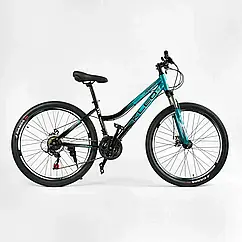 Спортивний жіночий велосипед Corso KLEO 26 дюймів KL-26088 перемикачі Saiguan, 21 швидкість