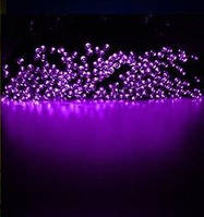 Светодиодная гирлянда на солнечной батарее 100 LED фиолетовый 12м