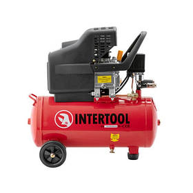 Компресор INTERTOOL PT-0009 масляний, 24 л, 1.5 кВт, 220 В, 8 aтм, 206 л/хв, привід коаксіальний