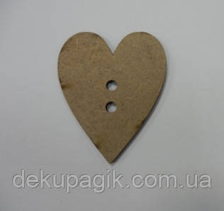 Ґудзик Серце 6х5см, мдф, фото 1