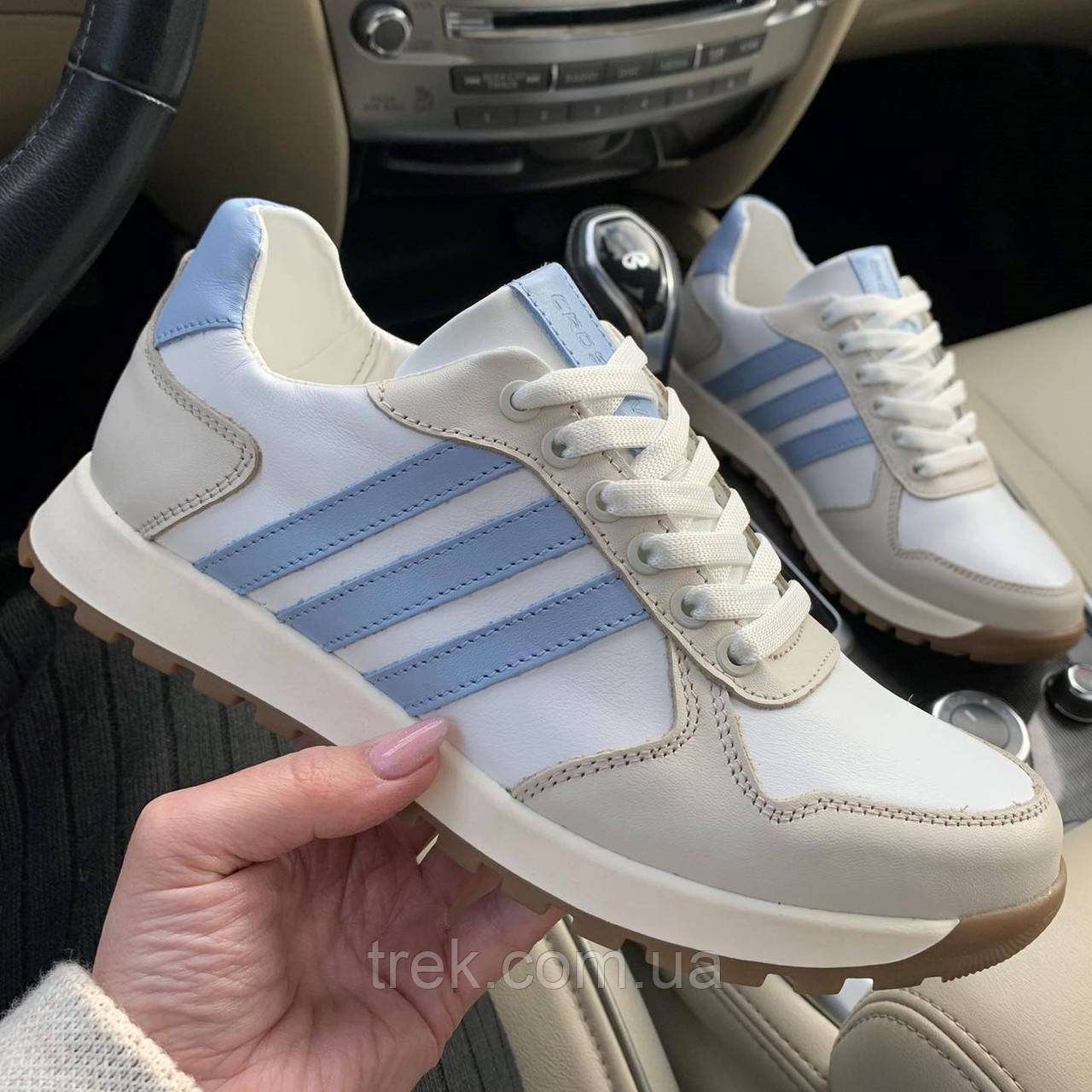 Кросівки шкіряні блакитно-білі /23469/ 38р, фото 1