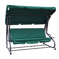Гойдалка садова Garden 300 кг!! 4-х місна + ПОДУШКИ в ПОДАРУНОК розкладне ліжко для дачі дома з підстаканниками Зелена