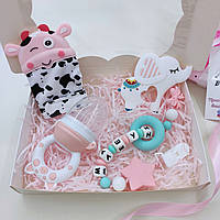 Подарочный набор для новорожденных с именной игрушкой грызунок, для девочки