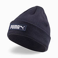 Шапка спортивная Puma Classics Cuff Beanie 023434 06 (синий, акрил, двослойная, теплая, зимняя, бренд пума)