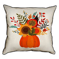 Подушка з мішковини Осінній букет 45x45 см (45PHB_22S004)