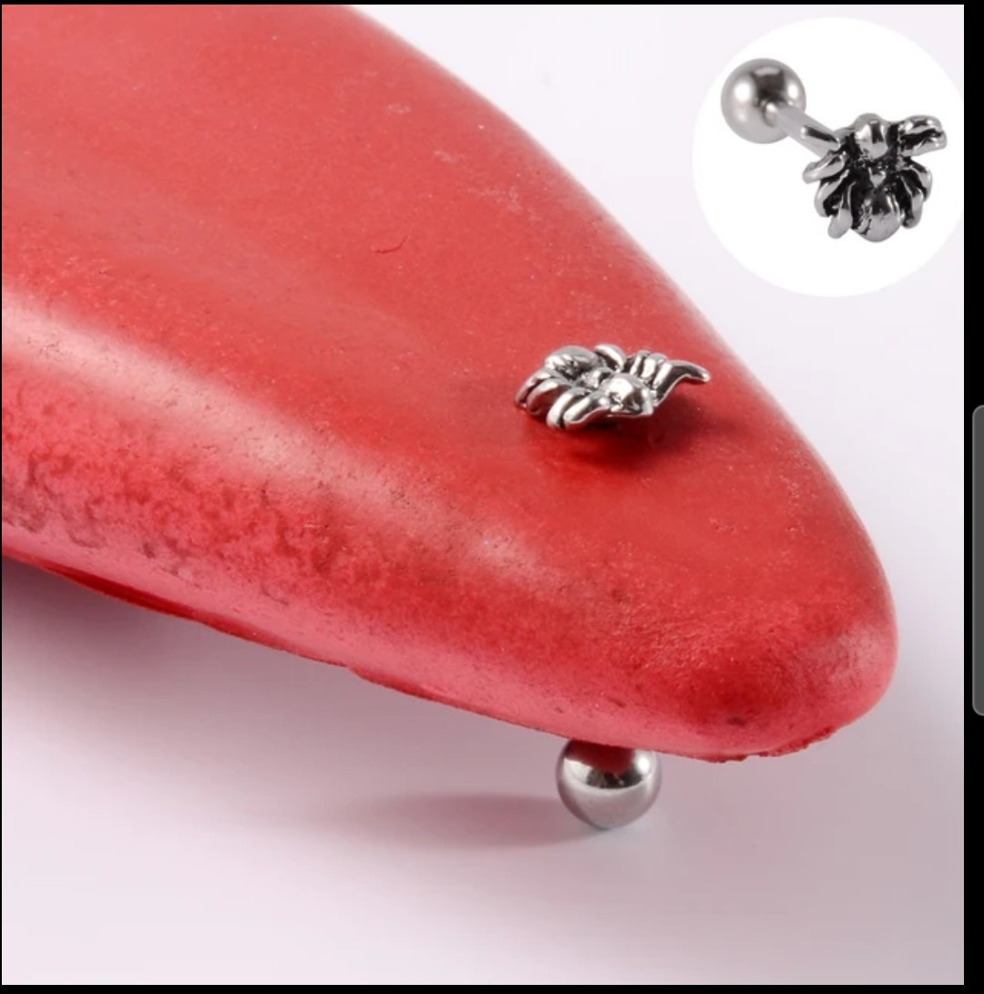 Сережки, штанга в язик павук 1 шт., фото 1