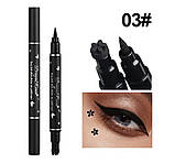 Двостороння підводка-штамп для очей Dragon Ranee Чорна, фото 3