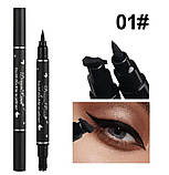 Двостороння підводка-штамп для очей Dragon Ranee Чорна, фото 4