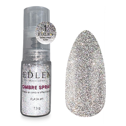Омбре спрей EDLEN Professional Ombre Spray Flash №1, 7.5 г блискітки срібло, фото 1