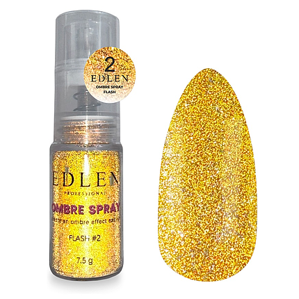 Омбре спрей EDLEN Professional Ombre Spray Flash №2, 7.5 г блискітки золото, фото 1