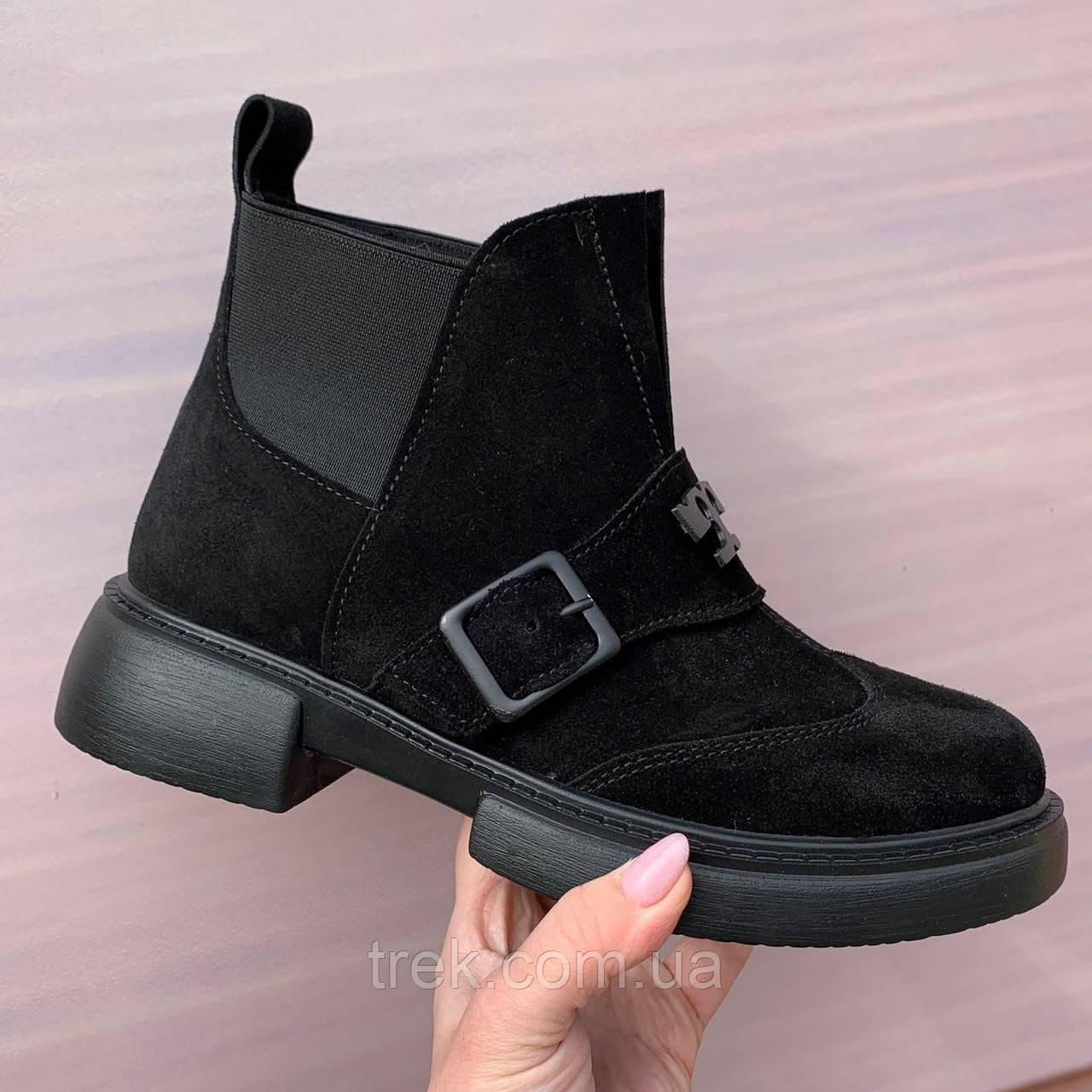 Черевики жіночі замшеві чорні /23471/ 39р, фото 1