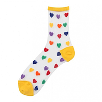 Шкарпетки з сердечками ультратонкі з резинкою, жіночі капронові шкарпетки, розмір 36-39, різнокольорові