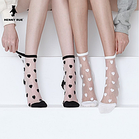 Шкарпетки з сердечками ультратонкі з резинкою, жіночі капронові шкарпетки, розмір 36-39, білі