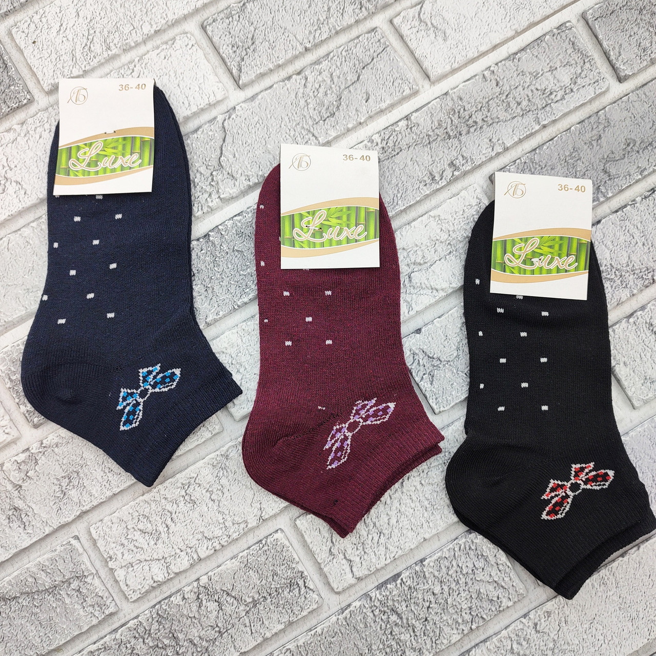 Шкарпетки жіночі короткі весна/осінь р.36-40 асорті бант LUXE 30038606, фото 1