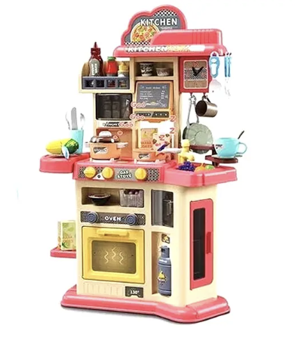 Дитяча кухня "Sprey Kitchen MJL 911 B" з водою і парою, світлові та звукові ефекти, 80 см.,46 предметів.