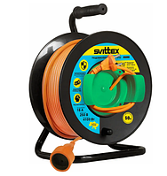 Удлинитель на катушке с термозащитой 50м, 2х2,5 мм, оранжевый кабель, выносная розетка