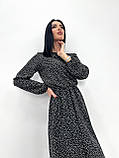 📌 Жіноче плаття в горошок з довгим рукавом, напіввільне | Романтична сукня у горох | Норма та Батал, фото 3