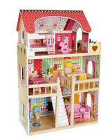Кукольный домик большой деревьянный вилла 90см D11252, дом 3 етажа с меблями, HOM