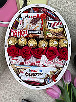 Подарочный набор сладостей Барби, сладкий бокс с мыльными розами на праздник 8 марта для мамы, девушки, сестры