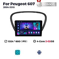 Штатная магнитола Peugeot 607 (2004-2010) M150 (2/32 Гб), HD (1280x720) QLED, GPS