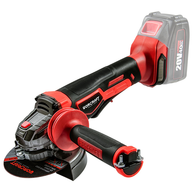 Акумуляторна безщіткова шліфмашина кутова Worcraft CAG-S20LIB-125, 20В, фото 1