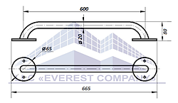 Поручень PV-01-20 прямий для ванни та туалету інвалідів і літніх людей