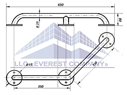 Поручень PV-03-20 посилений кутовий пристінний кутовий для ванни та туалету інвалідів і літніх людей