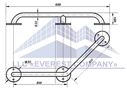Поручень PV-03 сильний кутовий пристінний для ванни та туалету інвалідів і літніх людей