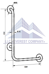 Поручень PV-05L кутовий лівий для ванни та туалету інвалідів і літніх людей