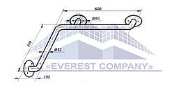 Поручень PV-04 кутовий внутрішній для ванни та туалету інвалідів і літніх людей
