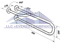 Поручень PM-02 пристінний з поворотною ніжкою для ванни та туалету інвалідів і літніх людей