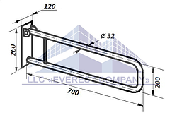 Поручень PU-01 відкидний для ванни та туалету інвалідів і літніх людей