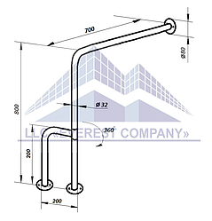 Поручень PSU-03 "стіна-підлога" для ванни та туалету інвалідів і літніх людей