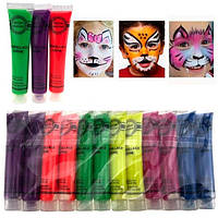 Фарби для обличчя кольорові набір 12 шт.