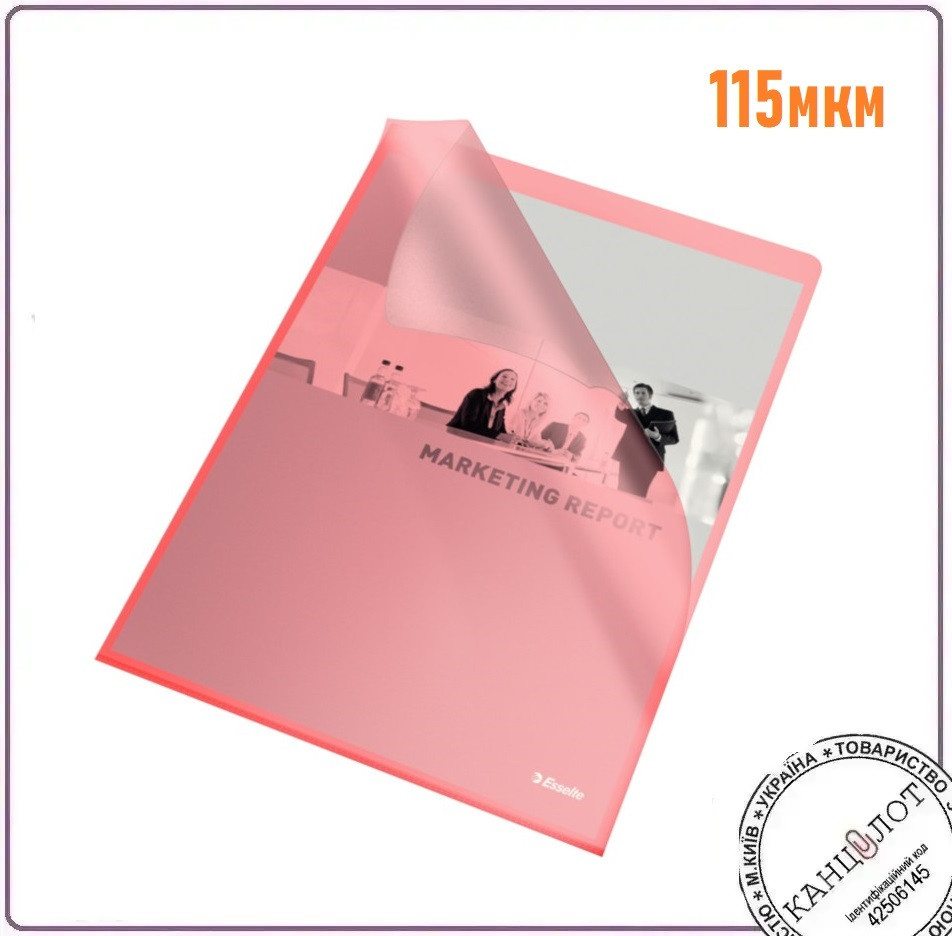 Папка куток ESSELTE STANDARD A4 PP, 115мкм, 25шт/уп, червоний (60833)