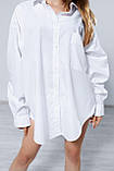 Молодіжна біла сорочка жіноча оверсайз подовжена ззаду, S (є розміри), фото 2