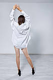 Молодіжна біла сорочка жіноча оверсайз подовжена ззаду, S (є розміри), фото 4