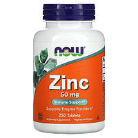 Витамины и минералы NOW Zinc 50 mg, 250 таблеток EXP