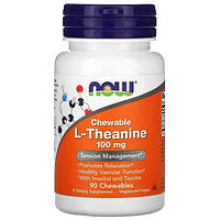 Аминокислота NOW L-Theanine 100 mg, 90 жевательных таблеток EXP