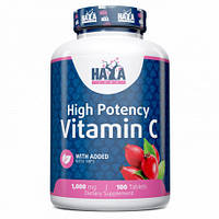 Витамины и минералы Haya Labs High Potency Vitamin C 1000 mg with Rose Hips, 100 таблеток EXP