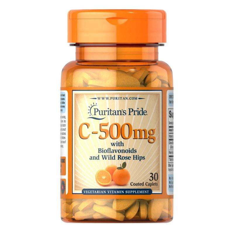 Витамины и минералы Puritan's Pride Vitamin C-500 mg with Bioflavonoids and Rose Hips, 30 каплет EXP - фото 1 - id-p2118980364