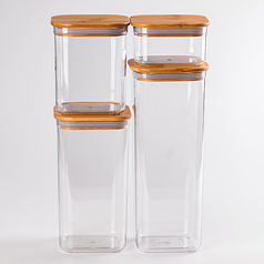 Набір банок для сипучих продуктів 4шт Банку сипучих квадратна Квадратні скляні банки Набір ємностей