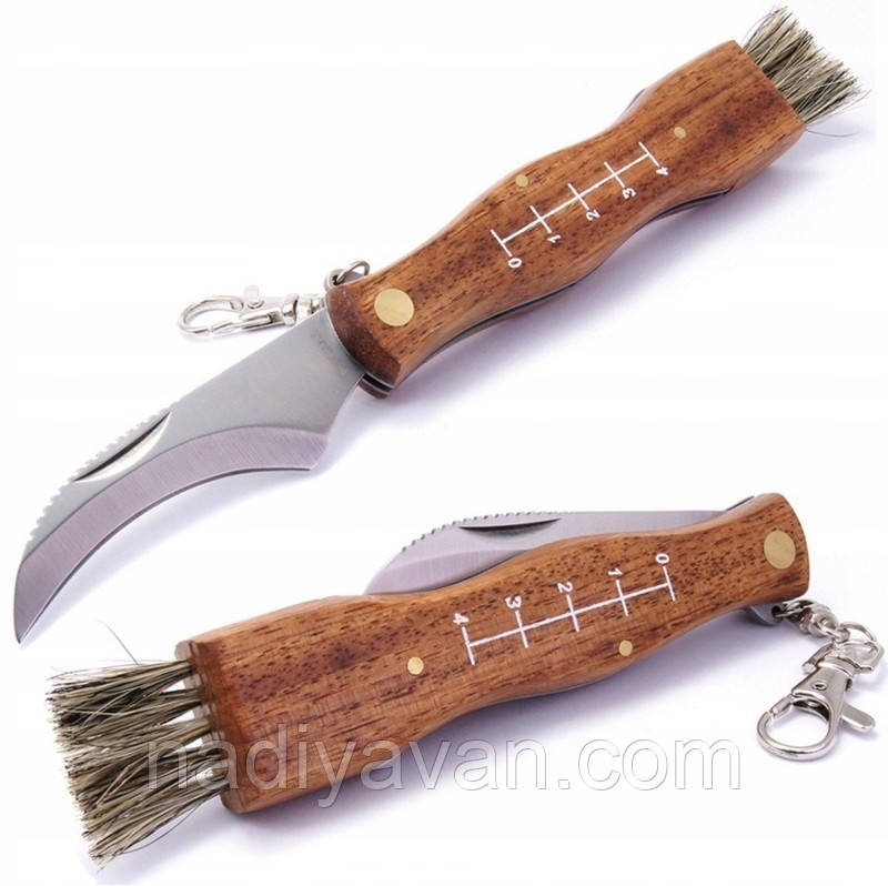 Ніж грибника з щіточкою 17см кишеньковий