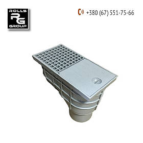 Дощоприймач із пластиковою решіткою, із кошиком для сміття, із запахозапірною заслінкою, вертикальний DN110