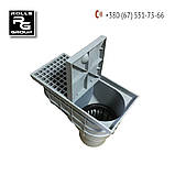 Дощоприймач із пластиковою решіткою, із кошиком для сміття, із запахозапірною заслінкою, вертикальний DN110, фото 2