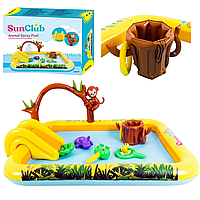 Надувний басейн для дітей з гіркою, наливний, домашній, літній, басейн для відпочинку 214x167см SunClub