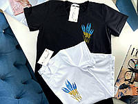 Жіноча стильна патріотична футболка з накатом колоски тканина: кулір Мод.  4134