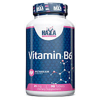 Витамины и минералы Haya Labs Vitamin B6 25 mg, 90 таблеток EXP